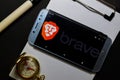 Brave Browser: Fast Adblocker dev app on Smartphone screen. Brave Browser is a freeware web browser developed by Brave Software Royalty Free Stock Photo
