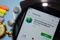 Password Manager & Secure Data Vault by Kaspersky dev app with magnifying on Smartphone screen.
