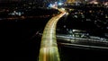 light trails on motorway highway at night, long exposure abstract urban background at Summarecon Bekasi Royalty Free Stock Photo