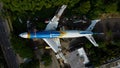 An old airplane on the side of the highway around Bekasi summarecon. repaired will become a restaurant Royalty Free Stock Photo