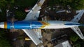 An old airplane on the side of the highway around Bekasi summarecon. repaired will become a restaurant Royalty Free Stock Photo