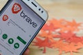 Brave Browser: Fast adBlocker App on Smartphone screen. Royalty Free Stock Photo