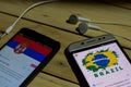 Serbia Vs Brazil on Smartphone screen