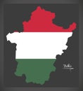 Bekes map of Hungary with Hungarian national flag illustration