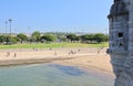 View of Tagus River and Lisbon City from Belem Tower in Lisbon, Portugal