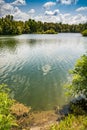 Bela Castle Mine Lakes and Drava river in Belavar, Hungary, near Croatian border