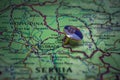 Bela Crkva pinned on a map with flag of Serbia Royalty Free Stock Photo