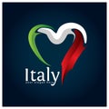 Italy flag Heart stock vector. Vector illustration on blue gradient background. Royalty Free Stock Photo