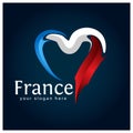 France flag Heart stock vector on blue gradient background.. Vector illustration Royalty Free Stock Photo