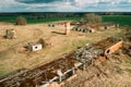 Belarus. Abandoned Barn, Shed, Cowsheds, Farm House In Chernobyl Resettlement Zone. Chornobyl Catastrophe Disasters