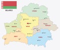 Belarus administrative and political map with flag