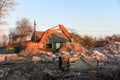 Excavator Hitachi ZAXIS 280LC with hydraulic breaker hammer for the destruction of concrete and hard rock