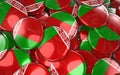 Belarus Badges Background - Pile of Belarusian Flag Buttons.