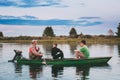 Belarus. Belarusian Man And Two Boys Children Floating In Old Wooden