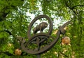 Belarus Brest Avenue of street forged lanterns a figure of a bison symbol of the Belovezhskaya Pushcha May 2016