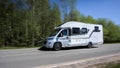 Belarus - 11.05.2021 - Camper. Mobile home on the highway. House on wheels. Royalty Free Stock Photo
