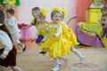 . Kindergarten for children. Children`s holiday.Little children on holiday in