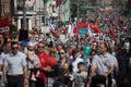 Holiday Victory Day. Central Park.Many people walk down the street on Victory Day