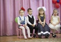 Funny children from kindergarten at the matinee