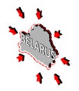 Belarus closes borders, quarantine, protection against coronavirus. Ban on crossing borders. Vector isometric image of Belarus map