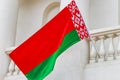Belarus flag on a building belarusian flag red white green