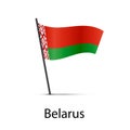 Belarus flag on pole, infographic element on white