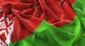 Belarus Flag Ruffled Beautifully Waving Macro Close-Up Shot Royalty Free Stock Photo