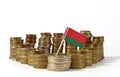 Belarus flag with stack of money coins Royalty Free Stock Photo