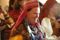 Smiling woman in national headdress Royalty Free Stock Photo