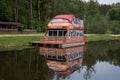 Belarus. The ship is on the Augustow canal in Belarus. May 24, 2017 Royalty Free Stock Photo