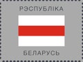 Belarus. Historical White-Red-White Flag with Country Name Written in Belarusian. Vector Sign and Icon. Postage Stamp