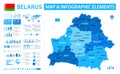Belarus Infographic Map with Data Visualization Elements - Vector Map of Belarus Royalty Free Stock Photo