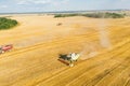 Belarus - July 30: Modern combine harvesting grain in the field