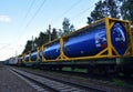 Transport tank car LNG by ÃÂ«TNK Russian Tank Container Petrochemical CompanyÃÂ». LPG transport propane Royalty Free Stock Photo