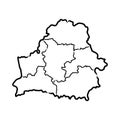Belarus map of black contour curves of vector illustration Royalty Free Stock Photo
