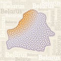 BELARUS map design. Country names in different languages and map shape with geometric low poly triangles Royalty Free Stock Photo