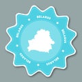 Belarus map sticker in trendy colors.