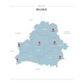 Belarus map vector with red pin. Royalty Free Stock Photo