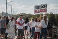 BELARUS, MINSK 16 AUGUST 2020 peaceful protest in Belarus after the presidential election, freedom Belarus