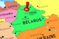 Belarus, Minsk - capital city, pinned on political map