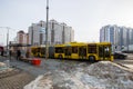 Belarus, Minsk - 07 february, 2024: Bus at the bus stop