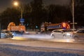 Belarus, Minsk - 19 january, 2024: Roadworks at night