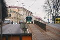 Belarus, Minsk - 04 january, 2023: The tram closeup