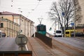 Belarus, Minsk - 04 january, 2023: The tram closeup