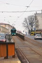 Belarus, Minsk - 04 january, 2023: The tram closeup