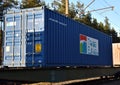 Cargo containers Beijing Trans Eurasia International Logistics transportation on freight train by