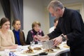 The cook prepares the soup for the master class. To teach to cook