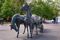 Belarus. Minsk. Monument Crew. Two horses with a cart. May 21, 2017