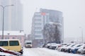 Belarus, Minsk - 29 november, 2023: Cars in snow in snowfall