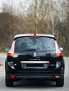 Belarus, Minsk-October 6, 2019:Black car Renault Grand Scenic stands on the road,back view. Photographing a modern car in the park